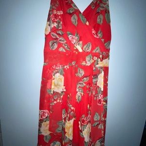 Red and flower dress